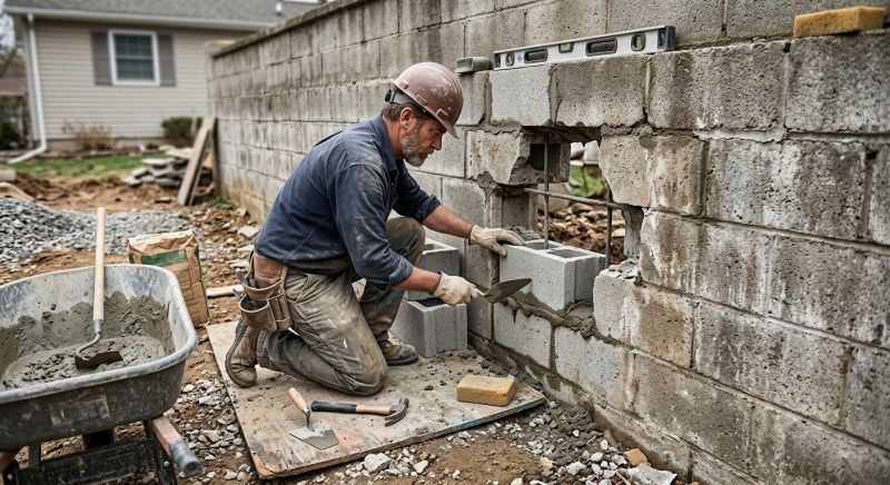 Cinder Block Wall Repair in Curtice, OH