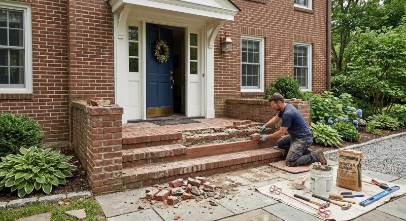 Entryway Brick Repair in Monroe, MI